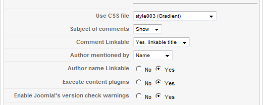 Sample values of yvComment Plugin Parameters. Part 2 of 5.