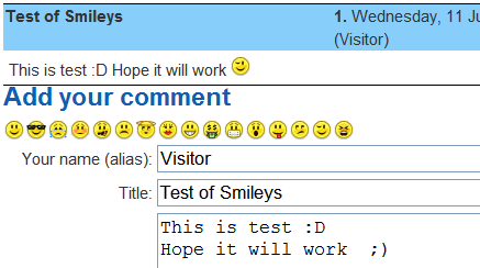 TinyMCE smiley set, used in yvComment extension